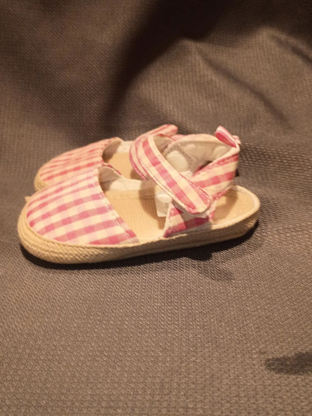 Child of Mine Pink Gingham Velcro Strap Sandals